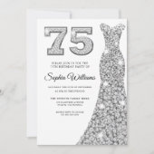 Invitation Diamond Sparkle robe femmes 75e anniversaire fête (Devant)