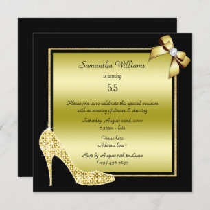 Invitation Diamond Stiletto et Romantic Gold Bow Anniversaire