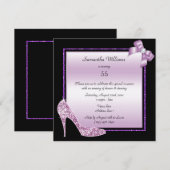 Invitation Diamond Stiletto & Romantic Bow Anniversaire (Devant / Derrière)