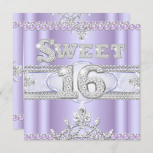 Invitation Diamond Sweet 16 Seteen Party Purple Lilac