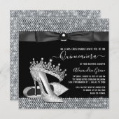 Invitation Diamond Tiara Chaussure Glam Cravate noire Quincea (Devant / Derrière)