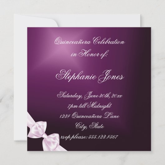 Invitation Diamond Tiara Pink Bow Quinceañera (Dos)