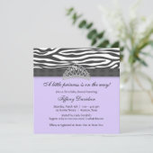 Invitation Diamond Tiara Purple Zebra Princesse Baby shower (Debout devant)