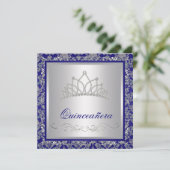 Invitation Diamond Tiara Royal Navy Blue Quinceanera (Debout devant)