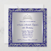 Invitation Diamond Tiara Royal Navy Blue Quinceanera (Dos)