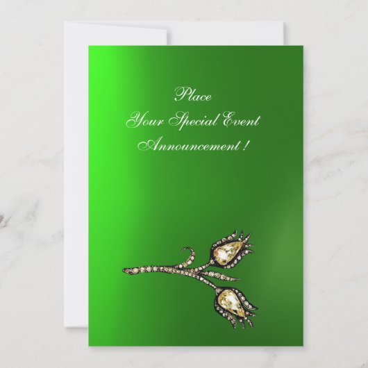 Invitation DIAMOND TULIPS MONOGRAM, Émeraude verte (Dos)