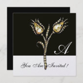 Invitation DIAMOND TULIPS MONOGRAM, Ice Metallic (Devant / Derrière)