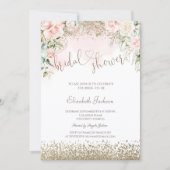 Invitation Diamonds Blush Flowers Bridal Shower  (Devant)