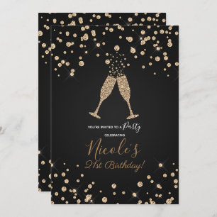 Invitation Diamonds Champagne Toast Moderne Anniversaire