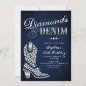 Invitation Diamonds Denim Western Birthday (Devant)