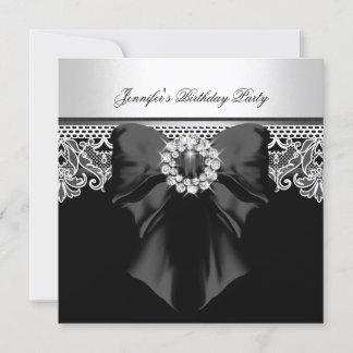 Invitation Diamonds dentelle image Anniversaire fête Noir Bla