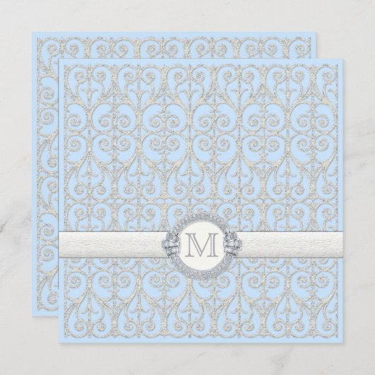 Invitation Diamonds & dentelle, Wedding shower des couples (Devant / Derrière)