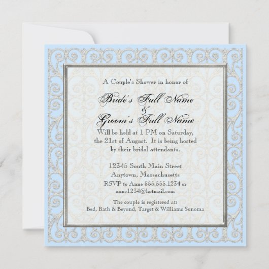 Invitation Diamonds & dentelle, Wedding shower des couples (Dos)