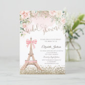 Invitation Diamonds Eiffel Tower Bow Flowers Bridal Shower (Debout devant)