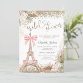 Invitation Diamonds Eiffel Tower Bow Flowers Bridal Shower (Debout devant)