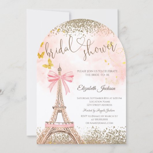 Invitation Diamonds Eiffel Tower Butterfly Bridal Shower (Devant)