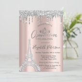Invitation Diamonds Eiffel Tower,Drips Silver Quinceañera (Debout devant)