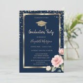 Invitation Diamonds Gold Casquette Rose Marine Bleu Graduatio (Debout devant)