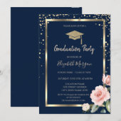 Invitation Diamonds Gold Casquette Rose Marine Bleu Graduatio (Devant / Derrière)
