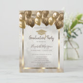 Invitation Diamonds Gold Grad Casquette Ballons Parties scint (Debout devant)