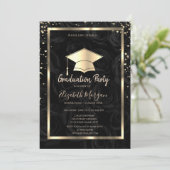 Invitation Diamonds Gold Grad Casquette Black Roses Graduatio (Debout devant)