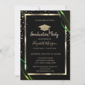 Invitation Diamonds Gold Grad Casquette Vert noir Graduation (Devant)