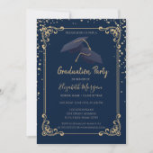 Invitation Diamonds Grad Cap Frame Navy Blue Graduation (Devant)