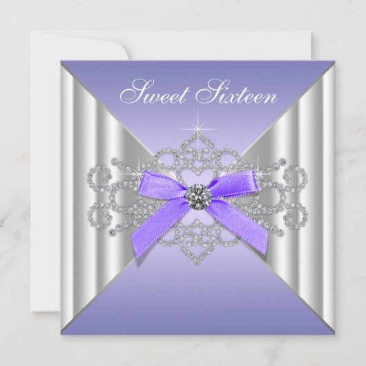 Invitation Diamonds Lavender Sweet 16 Anniversaire (Devant)