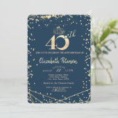 Invitation Diamonds Marine Blue Gold 40e fête d'anniversaire (Debout devant)