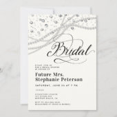 Invitation Diamonds Pearls Black White Chic Mme Fête des mari (Devant)