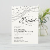 Invitation Diamonds Pearls Black White Chic Mme Fête des mari (Debout devant)
