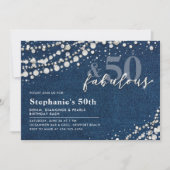 Invitation Diamonds Pearls Denim Chic Fabuleux 50e anniversai (Devant)
