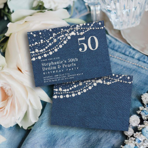 Invitation Diamonds Pearls Denim classe élégante 50e annivers