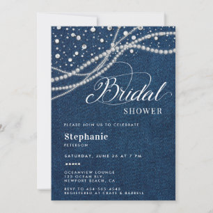 Invitation Diamonds Pearls Denim Elegant Classy Fête des mari