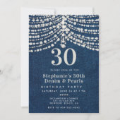 Invitation Diamonds Pearls Denim Glitz Glam 30e anniversaire (Devant)