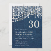 Invitation Diamonds Pearls Fringe Jean Denim 30e anniversaire (Devant)
