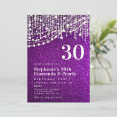 Invitation Diamonds Pearls Purple Parties scintillant Chic 30 (Debout devant)