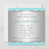 Invitation Diamonds Pearls Quinceanera bleu Turquoise Invitat (Dos)