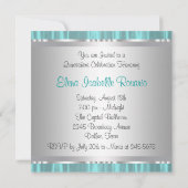Invitation Diamonds Pearls Quinceanera bleu Turquoise Invitat (Dos)