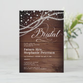 Invitation Diamonds Pearls Rustic Wood Chic Mme Fête des mari (Debout devant)