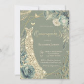 Invitation Diamonds Robe Fleurs Papillons Vert Sauge (Devant)