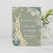 Invitation Diamonds Robe Fleurs Papillons Vert Sauge (Debout devant)