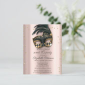 Invitation  Diamonds Rose Gold Black Masquerade Sweet 16   (Debout devant)