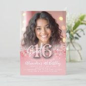 Invitation Diamonds Rose Gold Modern Chic Photo Sweet 16 (Debout devant)