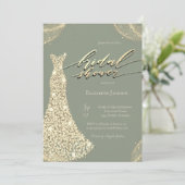 Invitation Diamonds Shiny Dress Sage Green Bridal Shower  (Debout devant)