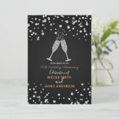 Invitation Diamonds Toast Champagne Moderne Chic Anniversaire (Debout devant)