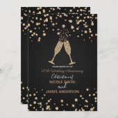 Invitation Diamonds Toast Champagne Moderne Chic Anniversaire (Devant / Derrière)