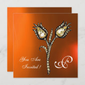 Invitation DIAMONT TULIPS MONOGRAM, Agate orange jaune (Devant / Derrière)