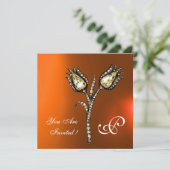 Invitation DIAMONT TULIPS MONOGRAM, Agate orange jaune (Debout devant)