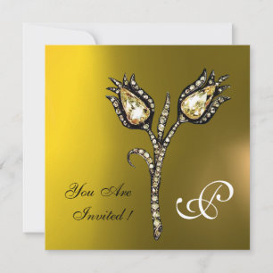 Invitation DIAMONT TULIPS MONOGRAM, Topaz Jaune